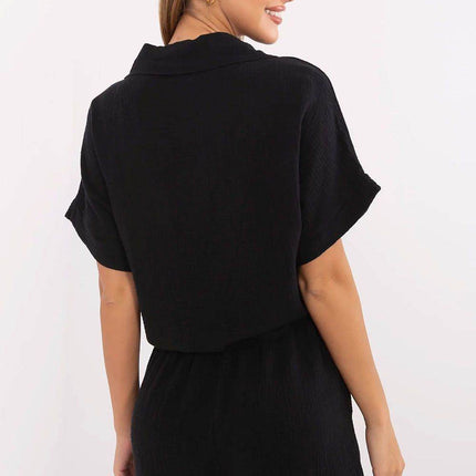 Short Muslin Cotton Shirt – Tie Front, Button-Up, Breathable - MimiStylez