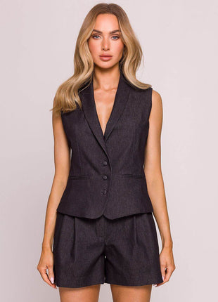 High-Waisted Cotton Shorts with Front Pleats and Side Pockets - MimiStylez