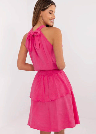 Sleeveless Muslin Cotton Summer Dress with Ruffled Hem - MimiStylez