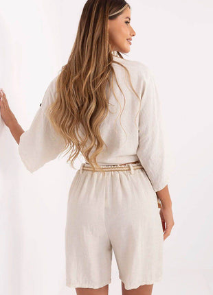 Women’s Boho High-Waisted Wide-Leg Shorts – Viscose & Linen Blend - MimiStylez