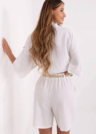 Women’s Boho High-Waisted Wide-Leg Shorts – Viscose & Linen Blend - MimiStylez