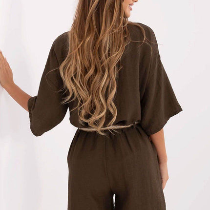 Women’s Boho High-Waisted Wide-Leg Shorts – Viscose & Linen Blend - MimiStylez
