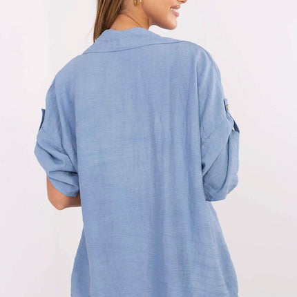 Boho Style Viscose-Linen Shirt – Button-Up, 3/4 Roll-Up Sleeves, Light & Airy - MimiStylez