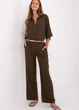 Women's Boho High-Waisted Wide-Leg Trousers – Viscose & Linen Blend - MimiStylez