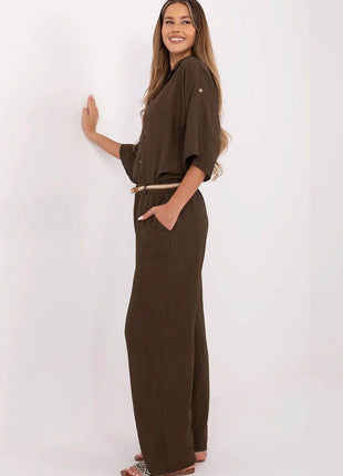 Women's Boho High-Waisted Wide-Leg Trousers – Viscose & Linen Blend - MimiStylez