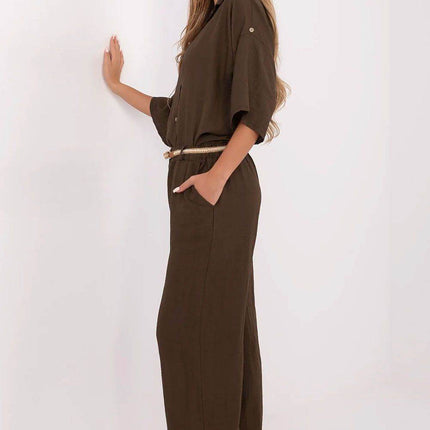 Women's Boho High-Waisted Wide-Leg Trousers – Viscose & Linen Blend - MimiStylez