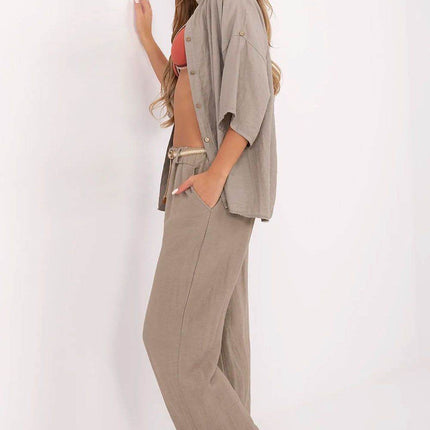 Women's Boho High-Waisted Wide-Leg Trousers – Viscose & Linen Blend - MimiStylez