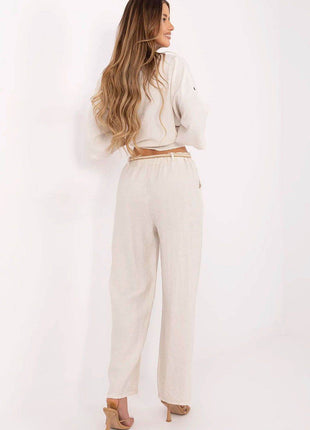 Women's Boho High-Waisted Wide-Leg Trousers – Viscose & Linen Blend - MimiStylez