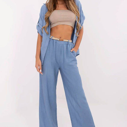 Women's Boho High-Waisted Wide-Leg Trousers – Viscose & Linen Blend - MimiStylez