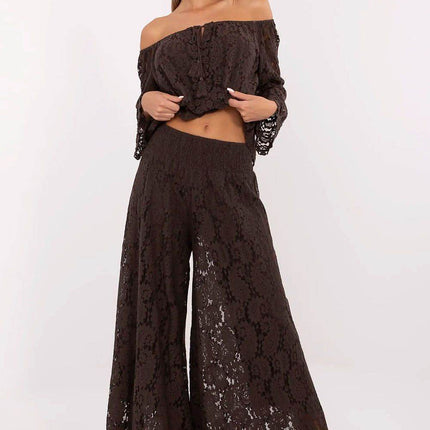 Elegant Lace Palazzo Pants – High-Waisted, Wide-Leg Trousers with Lining - MimiStylez