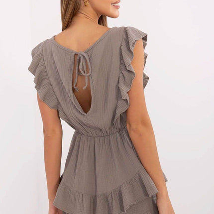 Women's Muslin Cotton Summer Jumpsuit – Sleeveless with Ruffle Details - MimiStylez