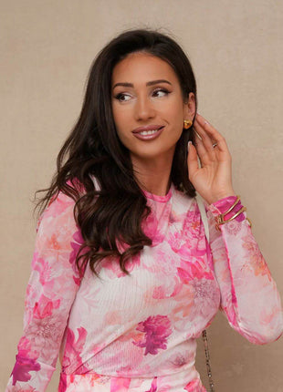 Tulle Blouse with Long Sleeves & Colorful Print – Light, Elegant & Versatile - MimiStylez