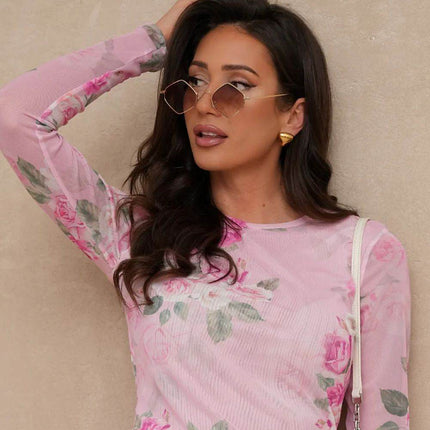 Tulle Blouse with Long Sleeves & Colorful Print – Light, Elegant & Versatile - MimiStylez
