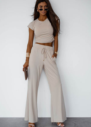 Viscose Set with Short-Sleeve Top & Tie-Waist Trousers – Soft, Breathable & Comfortable - MimiStylez