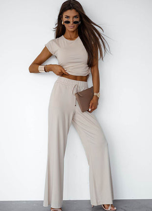 Viscose Set with Short-Sleeve Top & Tie-Waist Trousers – Soft, Breathable & Comfortable - MimiStylez