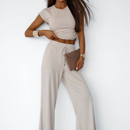 Viscose Set with Short-Sleeve Top & Tie-Waist Trousers – Soft, Breathable & Comfortable - MimiStylez