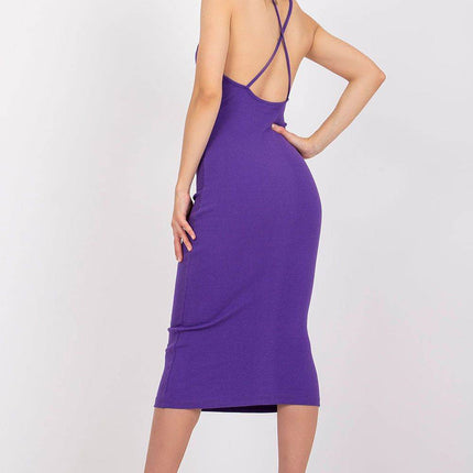 Ribbed Cotton Midi Pencil Cotton Dress with Square Neckline - MimiStylez