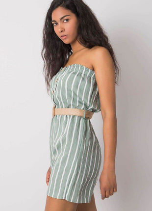 Casual Striped Jumpsuit with Elastic Waist & Decorative Buttons - MimiStylez