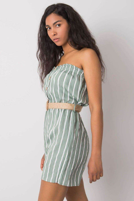 Casual Striped Jumpsuit with Elastic Waist & Decorative Buttons - MimiStylez