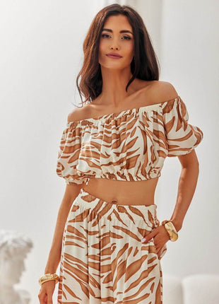 Cropped Spanish Neckline Blouse with Puff Sleeves – Light & Breathable - MimiStylez