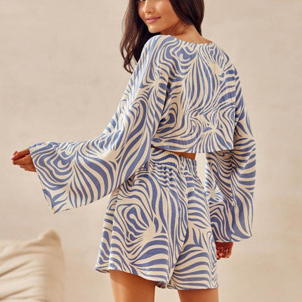 Loose Summer Blouse with Wide Sleeves – Breathable Viscose-Linen Blend - MimiStylez