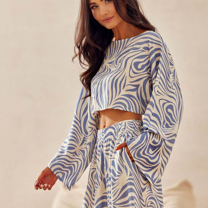 Loose Summer Blouse with Wide Sleeves – Breathable Viscose-Linen Blend - MimiStylez