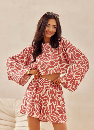 Loose Summer Blouse with Wide Sleeves – Breathable Viscose-Linen Blend - MimiStylez