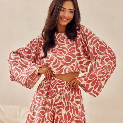 Loose Summer Blouse with Wide Sleeves – Breathable Viscose-Linen Blend - MimiStylez