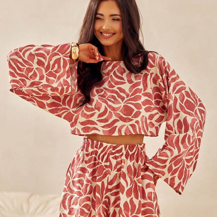 Loose Summer Blouse with Wide Sleeves – Breathable Viscose-Linen Blend - MimiStylez