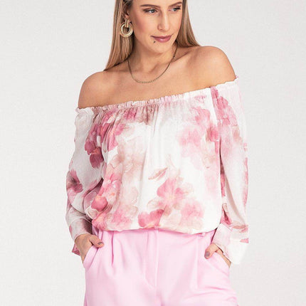 Spanish-Style Top with Wide Neckline & 3/4 Sleeves - MimiStylez