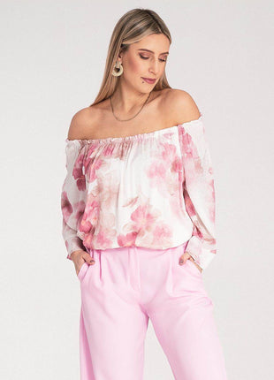 Spanish-Style Top with Wide Neckline & 3/4 Sleeves - MimiStylez