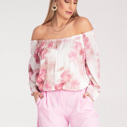 Spanish-Style Top with Wide Neckline & 3/4 Sleeves - MimiStylez