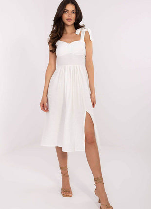 Flared Summer Dress with Tie Straps and Sweetheart Neckline - MimiStylez