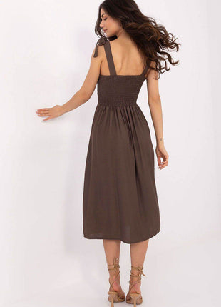 Flared Summer Dress with Tie Straps and Sweetheart Neckline - MimiStylez