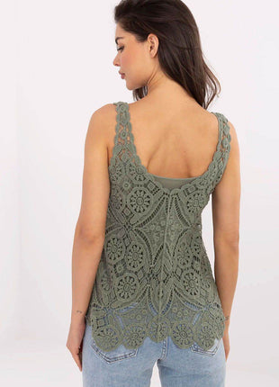 Two-Piece Boho Set with Openwork Cotton Blouse and Fitted Viscose Top - MimiStylez