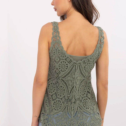 Two-Piece Boho Set with Openwork Cotton Blouse and Fitted Viscose Top - MimiStylez