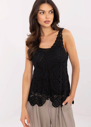 Two-Piece Boho Set with Openwork Cotton Blouse and Fitted Viscose Top - MimiStylez