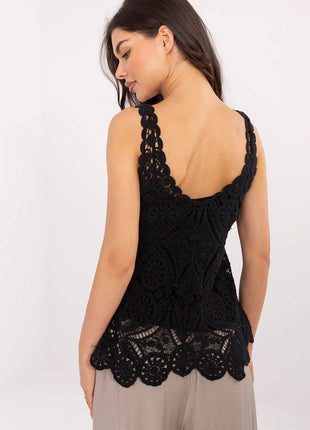 Two-Piece Boho Set with Openwork Cotton Blouse and Fitted Viscose Top - MimiStylez