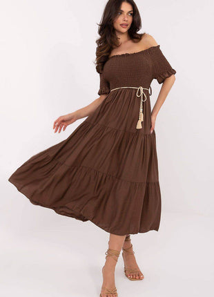 Off-Shoulder Flared Midi Summer Dress - MimiStylez