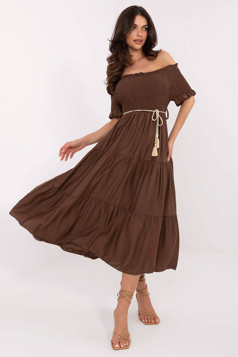 Off-Shoulder Flared Midi Summer Dress - MimiStylez