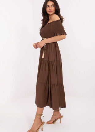 Off-Shoulder Flared Midi Summer Dress - MimiStylez