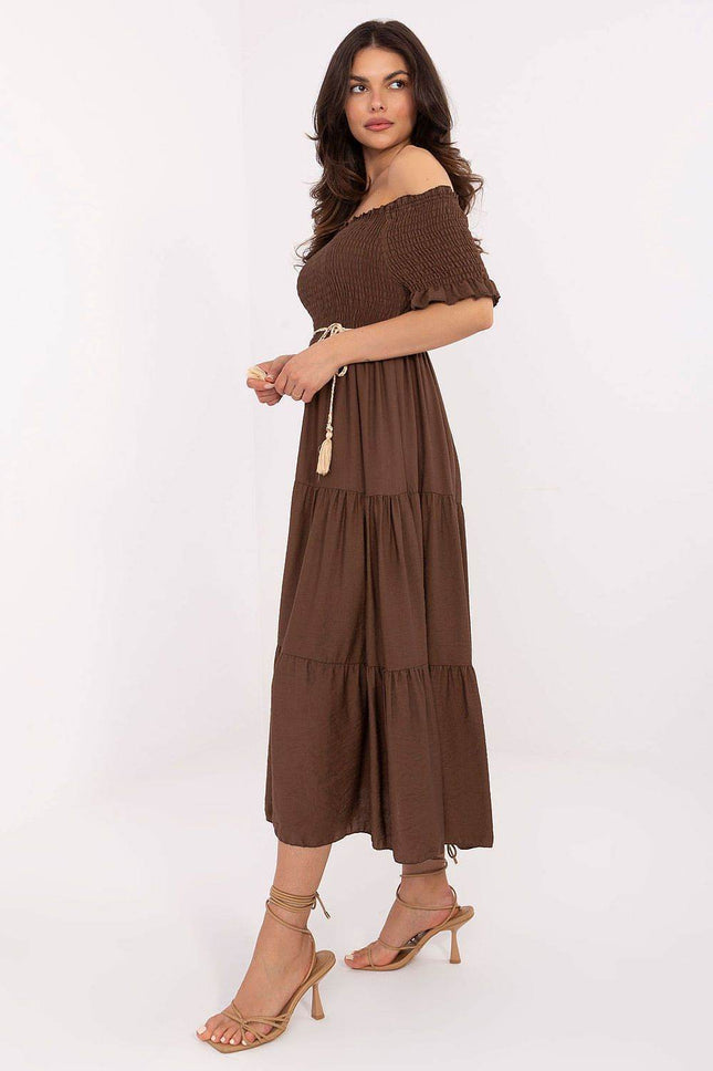 Off-Shoulder Flared Midi Summer Dress - MimiStylez
