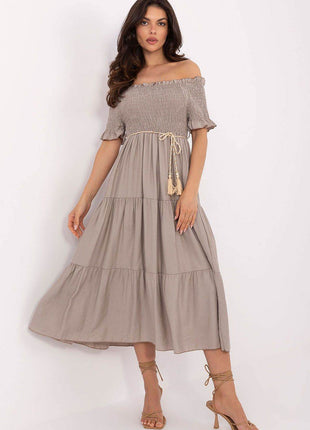Off-Shoulder Flared Midi Summer Dress - MimiStylez