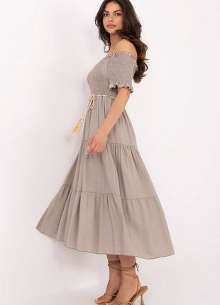 Off-Shoulder Flared Midi Summer Dress - MimiStylez