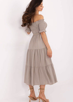 Off-Shoulder Flared Midi Summer Dress - MimiStylez