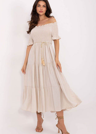 Off-Shoulder Flared Midi Summer Dress - MimiStylez