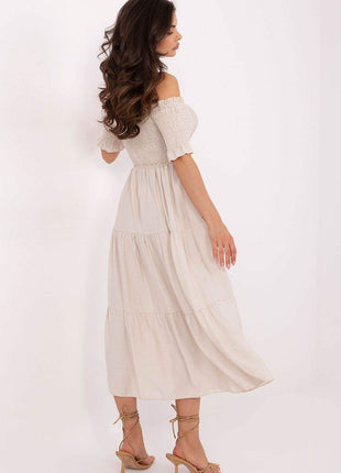 Off-Shoulder Flared Midi Summer Dress - MimiStylez