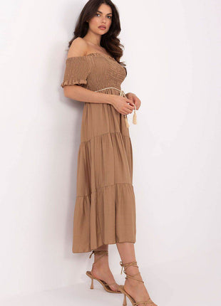 Off-Shoulder Flared Midi Summer Dress - MimiStylez