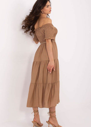 Off-Shoulder Flared Midi Summer Dress - MimiStylez