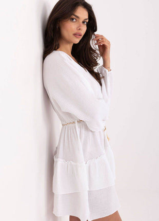 Boho Muslin Mini Dress with Puffy Sleeves - MimiStylez